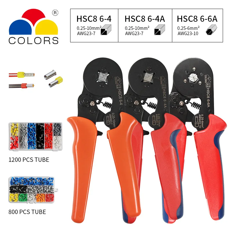 

Crimper Plier Set 0.25-10mm2 Self-adjustable Ratchat Wire Crimping Tool with 1200 Wire Terminal Crimp Connector Insulated