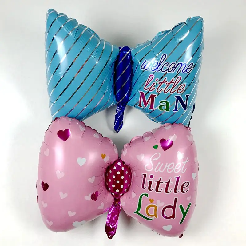 

1PCS 76*45cm Butterfly Bow Foil Balloon Sweet Little Lady Welcome Little Man Baby's Birthday Party Decoration Foil Balloons