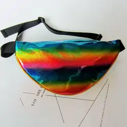 Забавный пакет Женская Лазерная кошелек прозрачный Светоотражающие грудь талия мешок женщины поясная сумка талии панк Фанни дизайнер