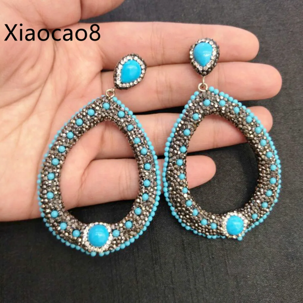 

Blue Stone Water Drop Earrings Women's Fashion Jewerly Big Dangle Earrings for Women Brincos Bijouterie Woman Girls Earing