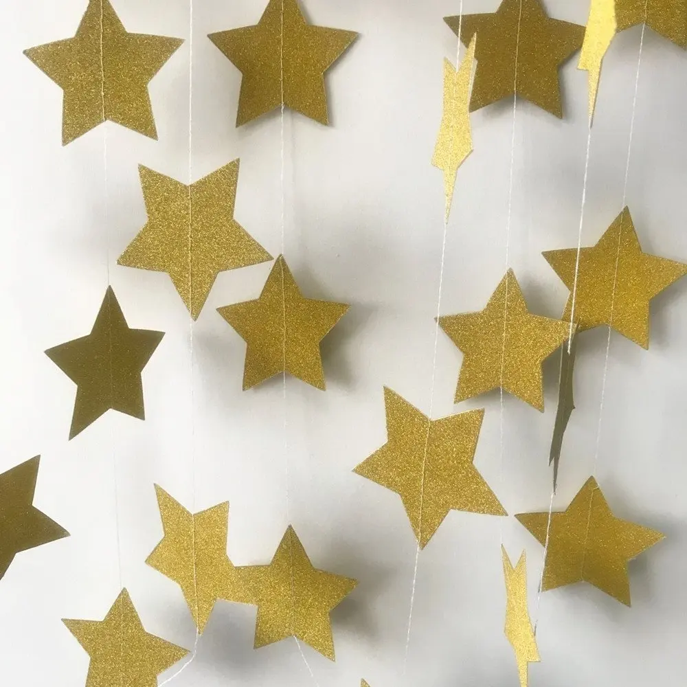 

Gold Purple Silver Glitter 13 Ft Star Garland For Birthday Party Decorations Adult Wedding Decoration