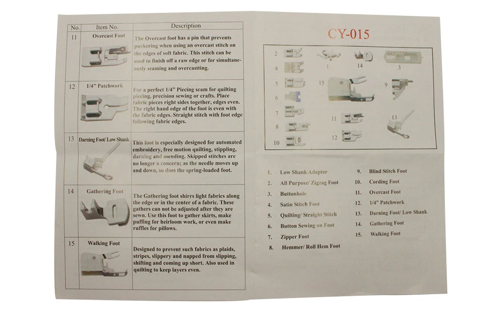 Аксессуары для бытовой швейной машины, набор прижимных лапок для ног, набор запасных частей с коробкой для Brother Singer Janome, 15 шт