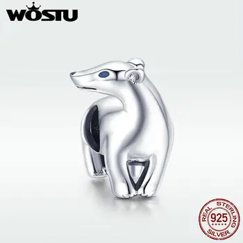 

WOSTU 100% 925 Sterling Silver Polar Bear Beads Animal Charm Fit Original Bracelet Pendant Silver 925 DIY Jewelry Making DAC058