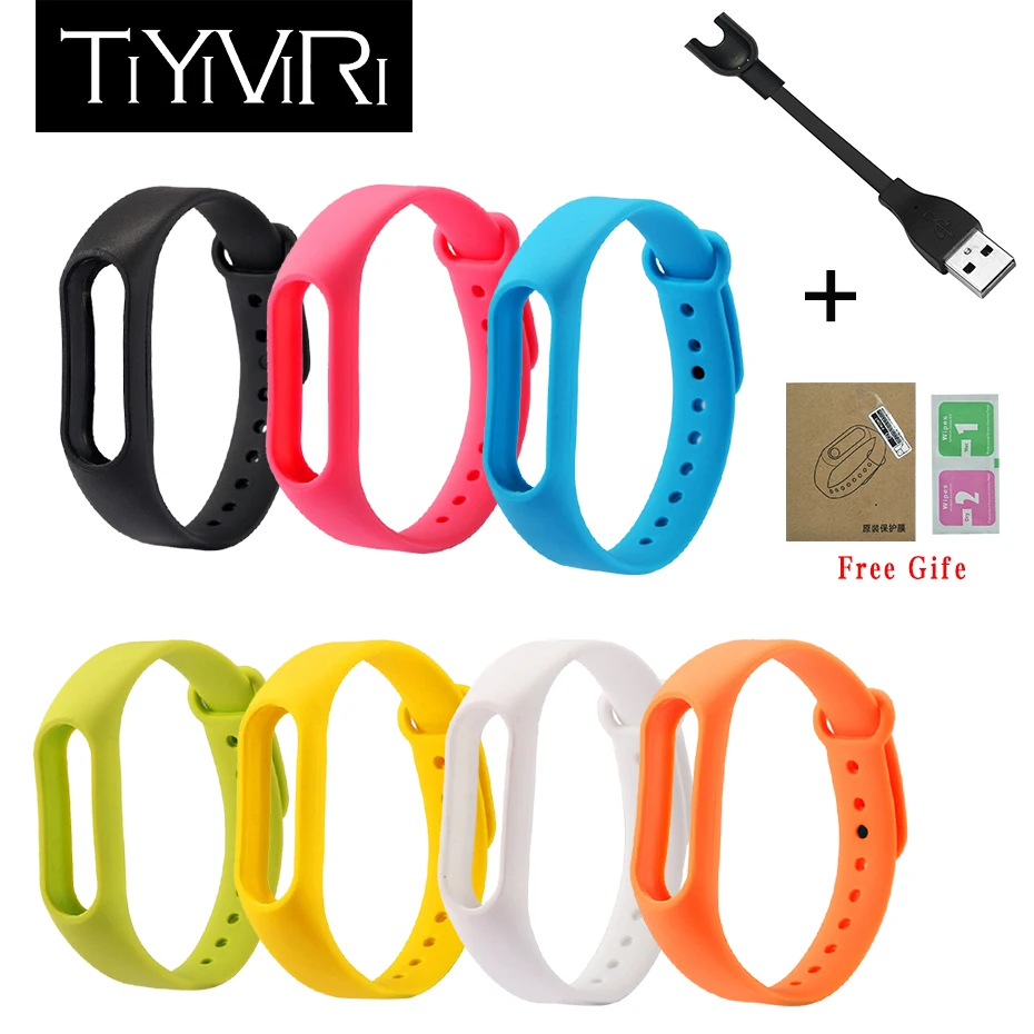 

Smart Straps For Mi Band 2 Strap+Charger+Screen Protector For Xiaomi Mi Band 2 Strap With Silicone Replacement For Mi Band 2