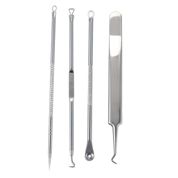 

4Pcs Stainless Blackhead Acne Facial Pimple Spotting Remover Extraction Tool Set (M)