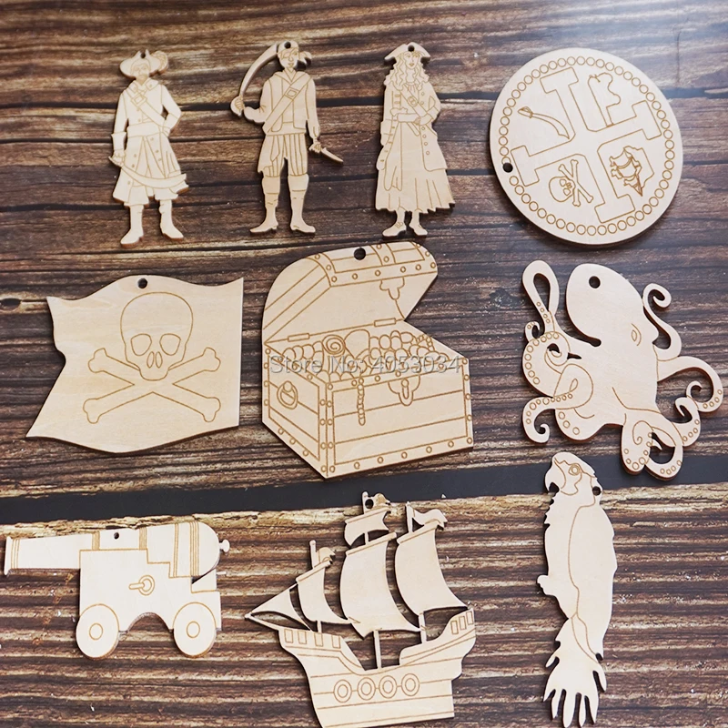 wooden pirate figures