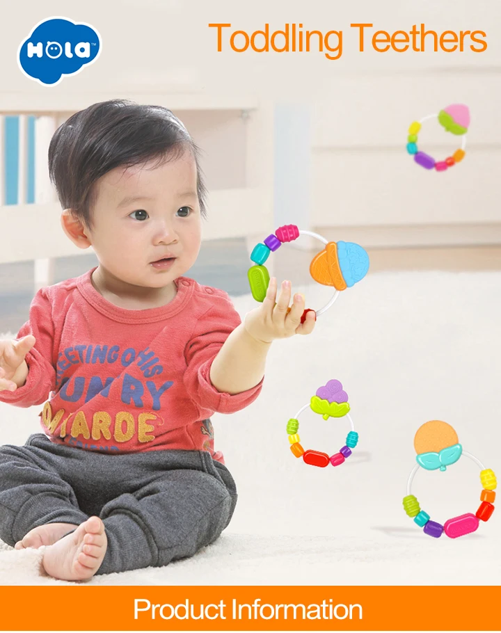 HOLA TOYS 1103 детский Прорезыватель игрушки, погремушки для младенцев Красочные радужные кольца