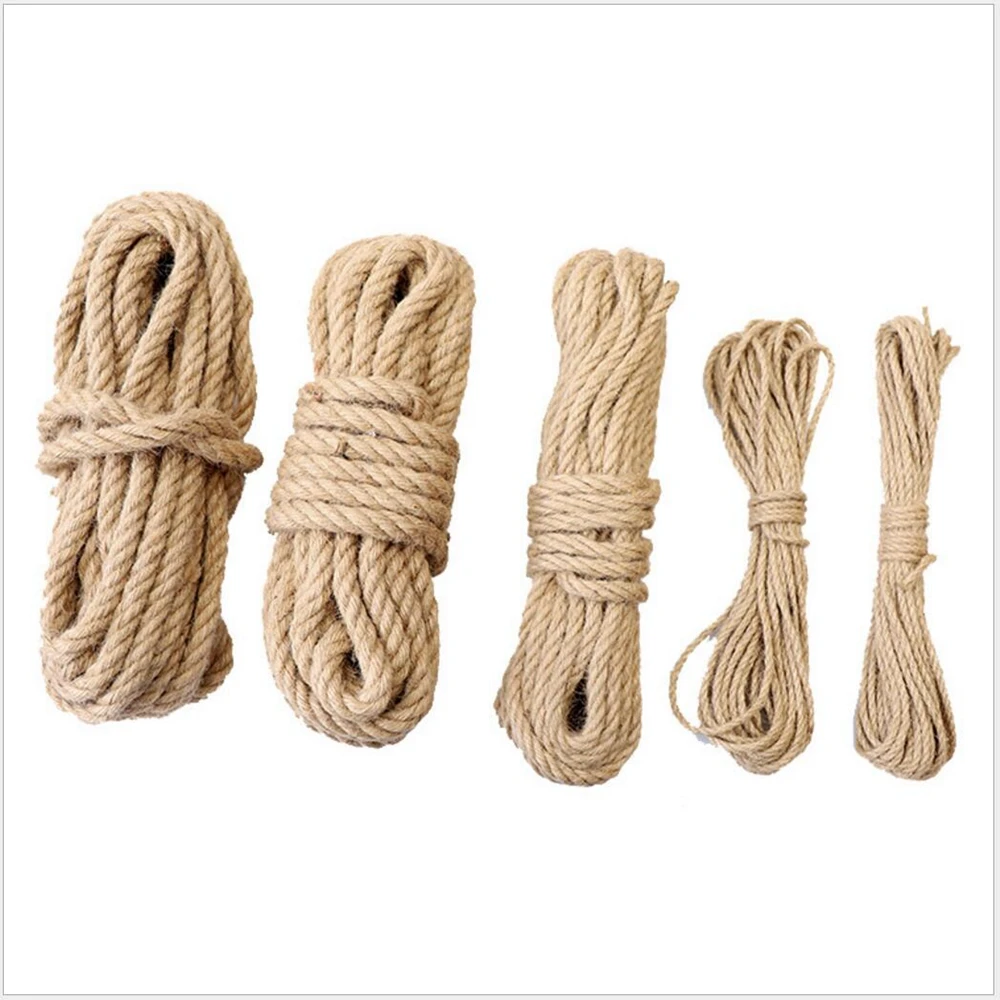 

4mm-12mm Natural Hemp Rope DIY Tag Label Hang Rope Wedding Woven Home Decor Twine Jute String Gardening Cord Craft Gift Packing