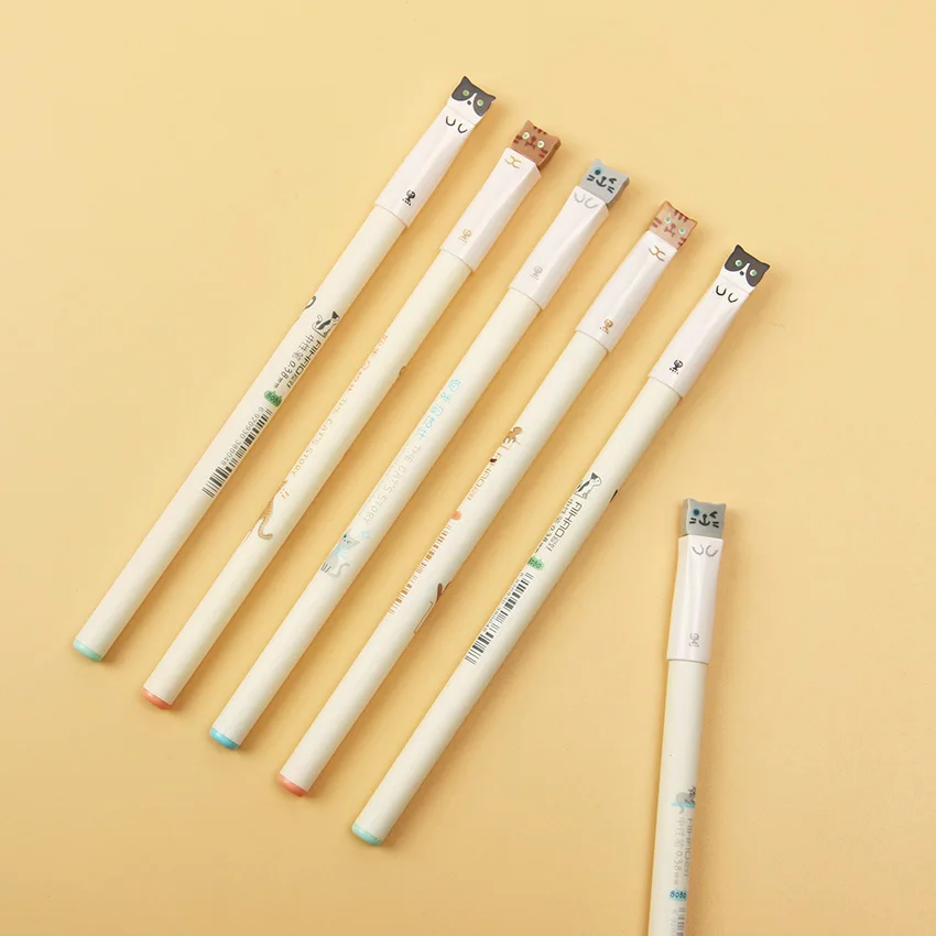 

3 PCS/Pack Cute Cat Gel Pen Kawaii Stationery Pen Novelty Gift Office Supplies Material School