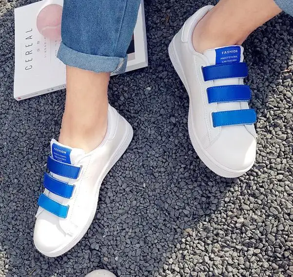 Маленькие белые туфли для влюбленных; мужская повседневная обувь; обувь в Корейском стиле; Студенческая обувь; большие размеры 36-45; Новинка года; сезон осень - Цвет: Синий
