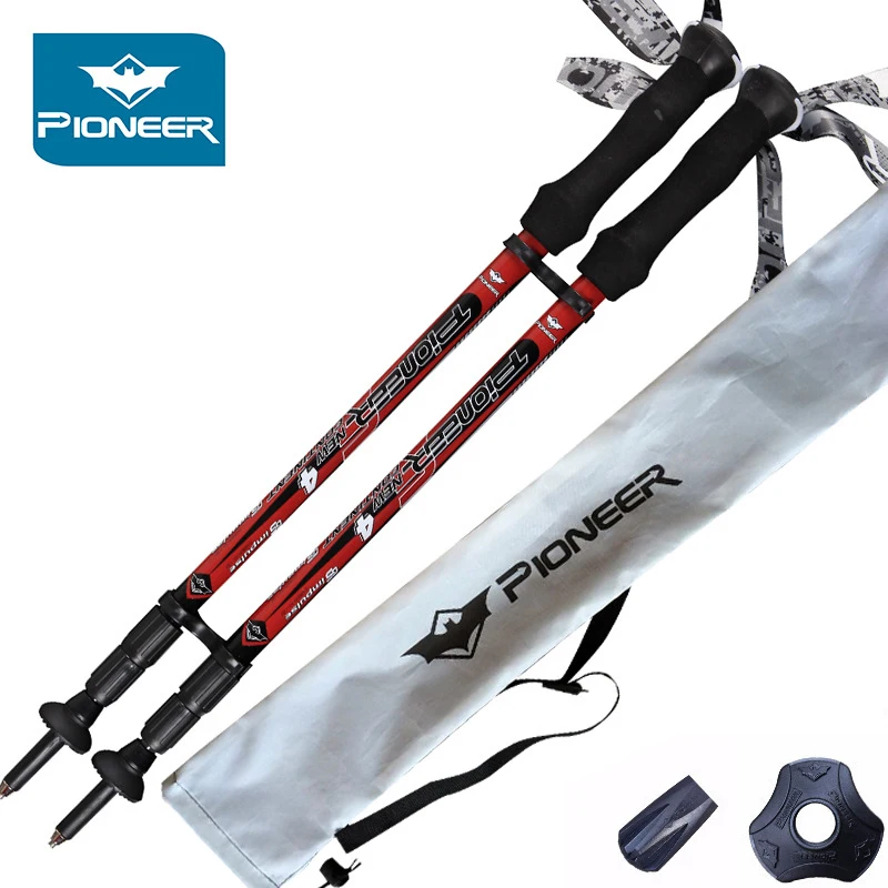 2pcs Trekking Hiking Poles Ultralight Collapsible And Adjustable With