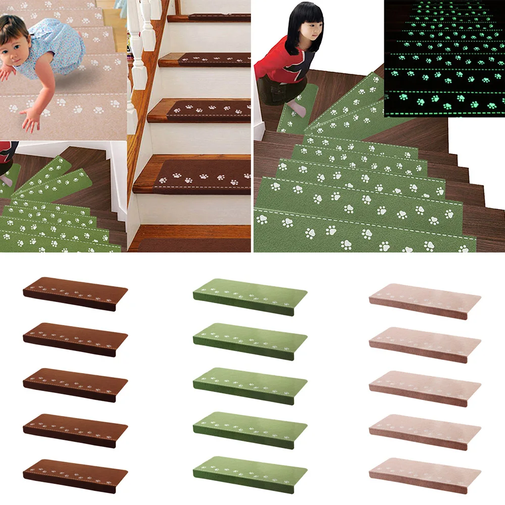 13Pcs Home Luminous Self-adhesive Non-slip Floor Staircase Carpets Bear Claw Pattern Stair Treads Protector Mats 13Pcs Home Luminous Self-adhesive Non-slip Floor Staircase Carpets Bear Claw Pattern Stair Treads Protector Mats