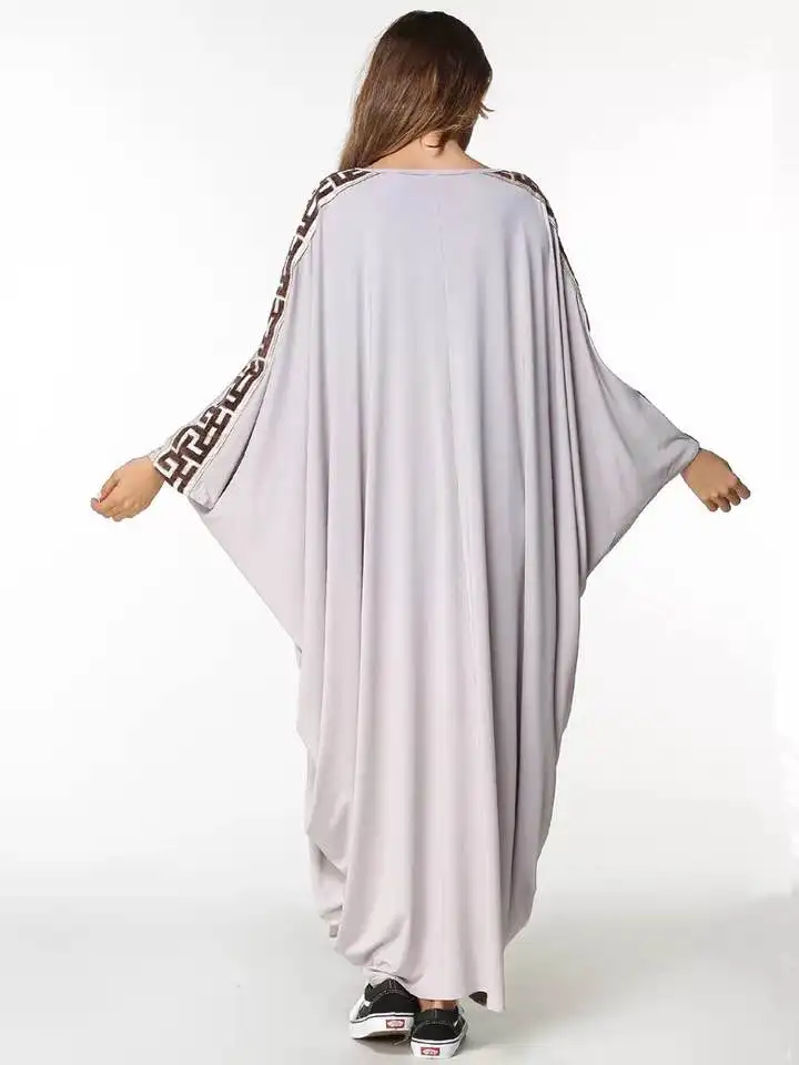 Новое мусульманское женское платье Caftan Abaya с вышивкой и рукавами летучая мышь