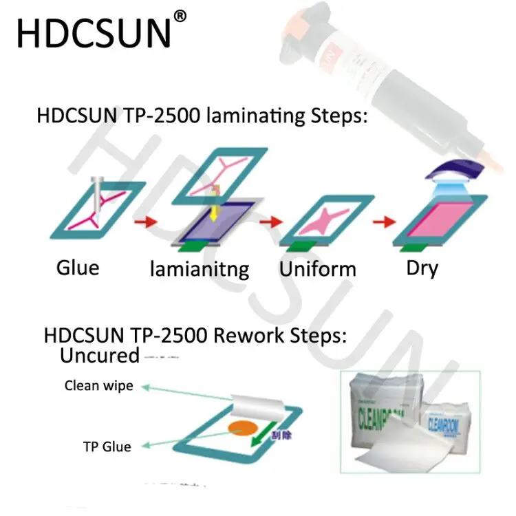 HDCSUN TP-2500 LOCA UV клей жидкий оптический прозрачный клей tp 2500 uv клей tp2500 для сенсорного экрана samsung galaxy iPhone