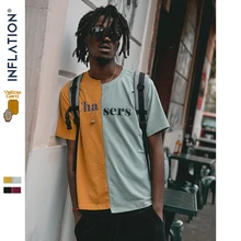 Инфляция мужская одежда летние футболка мужская рубашка мужская письмо блуза со вставкой рок уличная хлопковая Футболка мужская с коротким рукавом летняя брендовая одежда мужская футболка 91199 S
