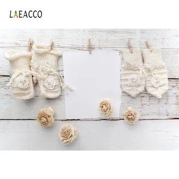 

Laeacco Gray Planks Pink Flower Love Knitted Socks Clamp Baby Child Portrait Photo Background Photography Backdrops Photo Studio