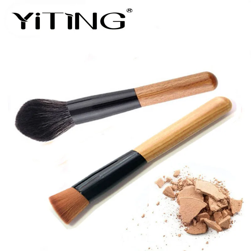 YiTing Single Wooden Handle Powder Makeup Brush Kabuki