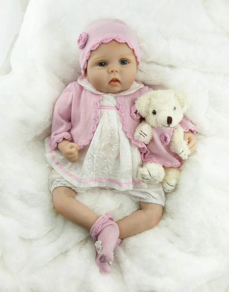 NPK 55CM Soft Silicone Newborn Baby Reborn Doll Babies Dolls 22inch Lifelike Real Bebe Doll for Children Birthday Xmas Gift