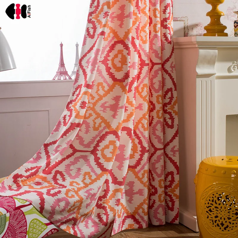 

Red Orange Thick Cloth Curtain Polyester Ready Made Simple Plaid Bedroom Living Room Window Blinds 2018 Autumn WP103C