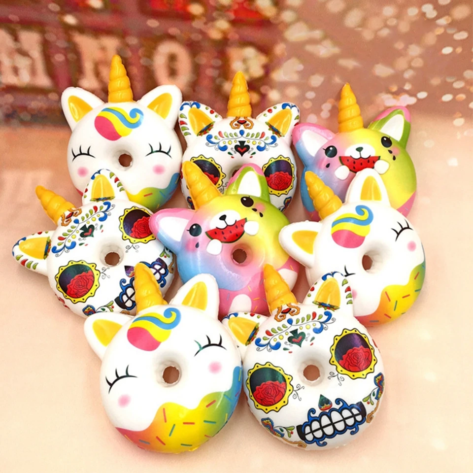 Kawaii Unicorn Donut Squishy PU Slow Rising Scented Squeeze Toy Antistress Funny Toy Gags Practical Jokes Birthday Gift Squishie