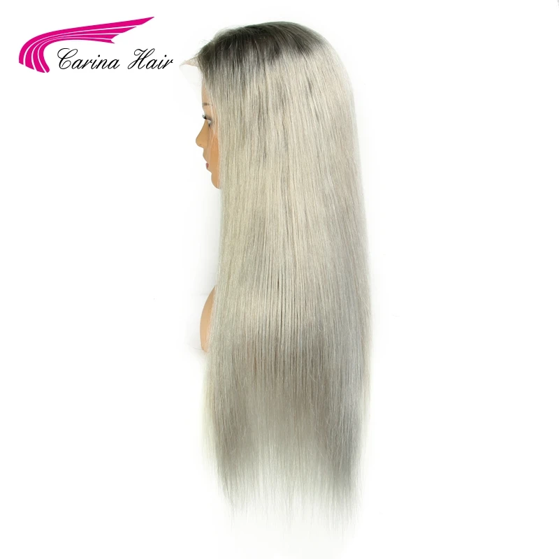  Carina Light Grey Color Lace Front Human Hair Wig with Baby Hair Pre-Plucked Hairline Remy Brazilia