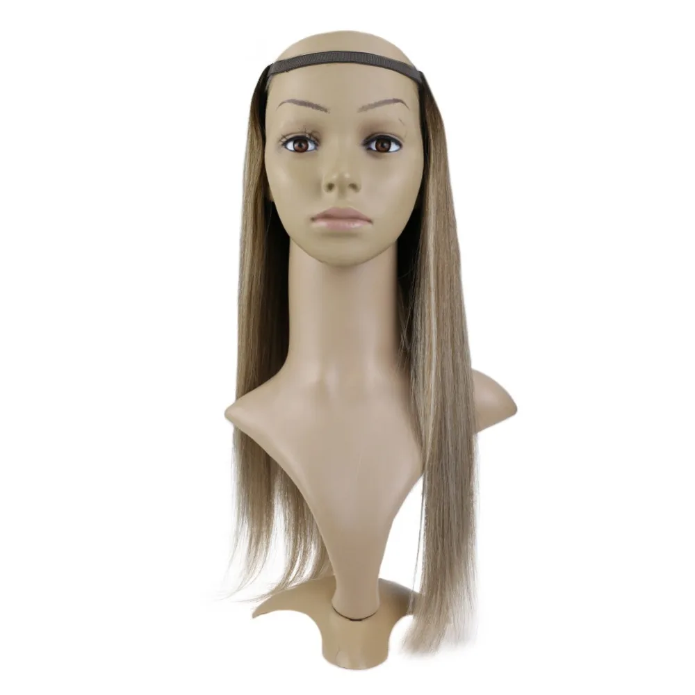 

Full Shine Clip in One Piece U Part Wig Extensions Color #3/8/22 100% Remy Straight Hair Extensions Half Wig