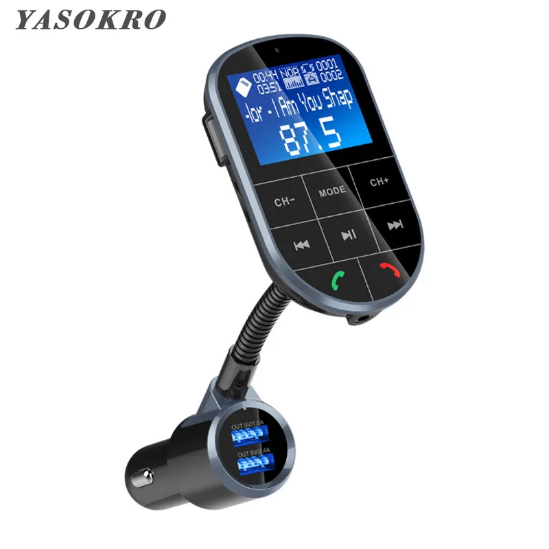 

HandsFree Wireless Bluetooth FM Transmitter + AUX Modulator Car Kit MP3 Player TF SD LCD Display Dual USB Car Charger