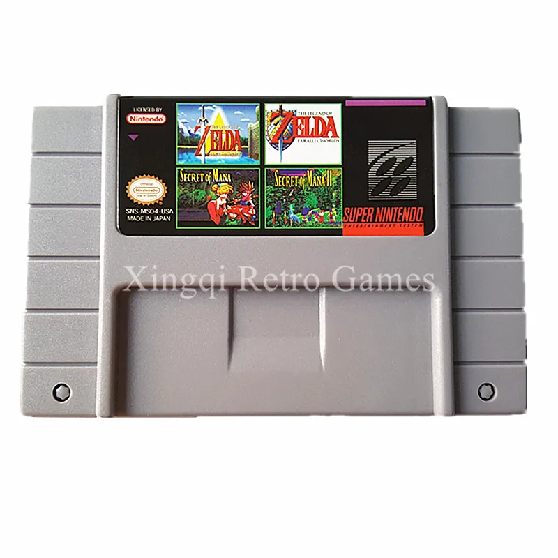 Super Nintendo SFC SNES MS04 4 in 1 Video Game Cartridge Console Card US Version English