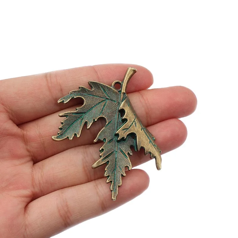 10PCS DIY Necklace Jewelry Finding Makings Verdigris Patina /Ancient Greek Bronze Pot Weed Leaf Maple Charms Pendants | Украшения и