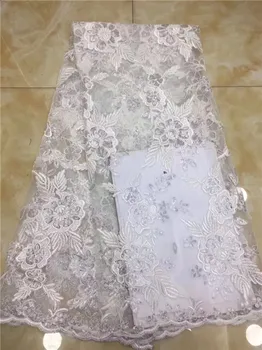 

Nice white flower embroidery African tulle lace textile French net lace fabric for evening dress PNZ871(5yards/lot) multi color