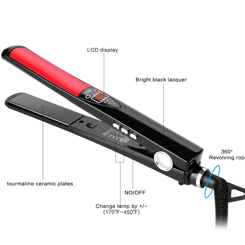 

Professional Hair Straightener Multi-function Curler Straight Hair Comb Dual-use Fast Heating Electric Splint with LED Display