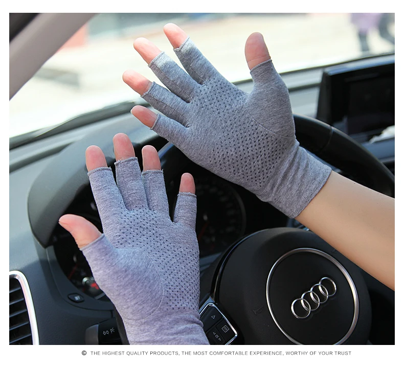 Летние перчатки унисекс с полупальцами, солнцезащитные перчатки для мужчин и женщин, тонкие Нескользящие хлопковые рукавицы с полупальцами для вождения, мужские и женские SZ109N