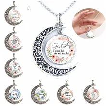 God Is Within Her, She Will Not Fall Bible Verse Quote Glass Cabochon Crescent Moon Necklace Religion Jewelry Christmas Gifts God Is Within Her, She Will Not Fall Bible Verse Quote Glass Cabochon Crescent Moon Necklace Religion Jewelry Christmas Gifts