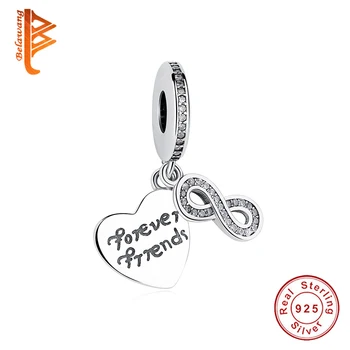 

Authentic 925 Sterling Silver Bead Charm Best Friends Forever Friendship Love Beads fit Bracelets Women DIY Jewelry