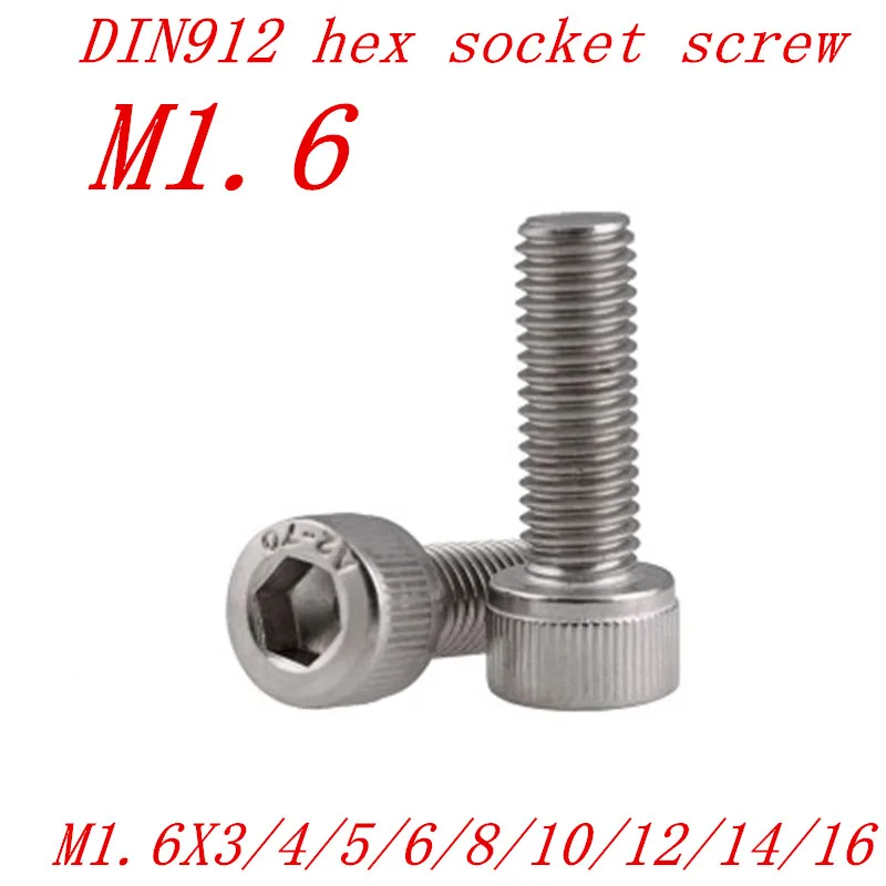 

DIN912 M1.6 m2 m2.5 m3 m4 m5 m6 m8 Stainless Steel 304 Hexagon Hex Socket Head Cap Screw