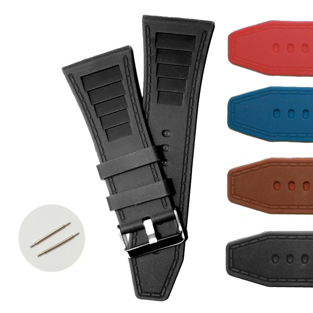 34mm Black Silicone Jelly Rubber Men Unisex Watch Band