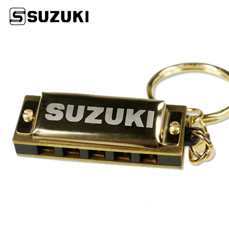 Мини гармошка SUZUKI Mini с 5 отверстиями золотистая цепочкой для ключей 2 шт./лот 10