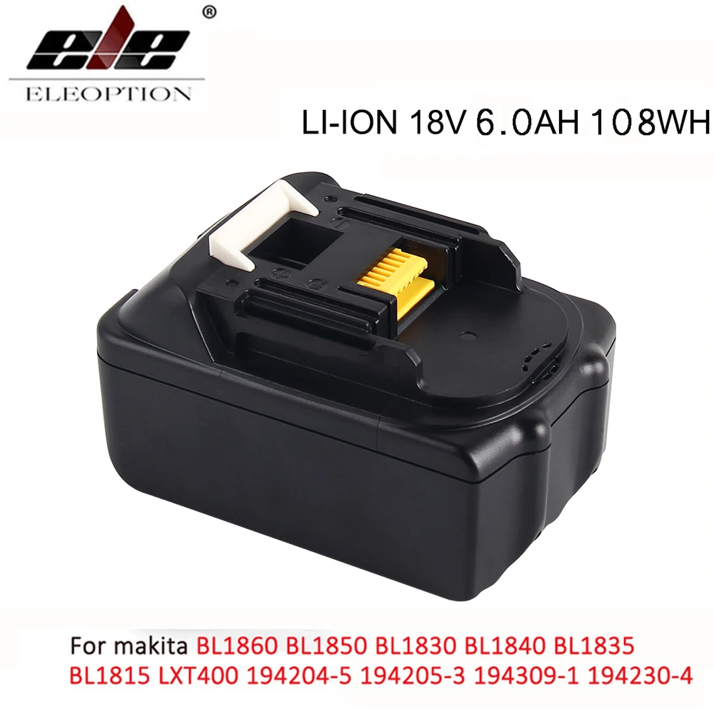 

18V 6000mAh Li-ion Battery for Makita 18V Battery 6.0ah BL1860 BL1850 BL1830 BL1840 194205-3 power tool