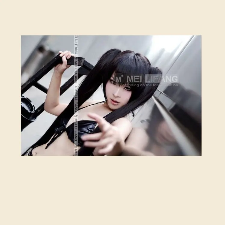 

Vocaloid,Miku 120cm Black long straight ponytails Cosplay Costume Wig,have stock free shipping