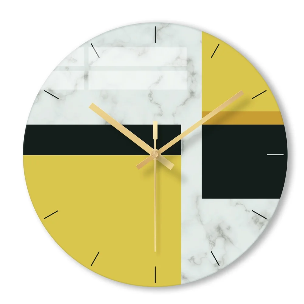 Brief Glass Wall Clocks Decorative Wall Clock for Living Room Silent