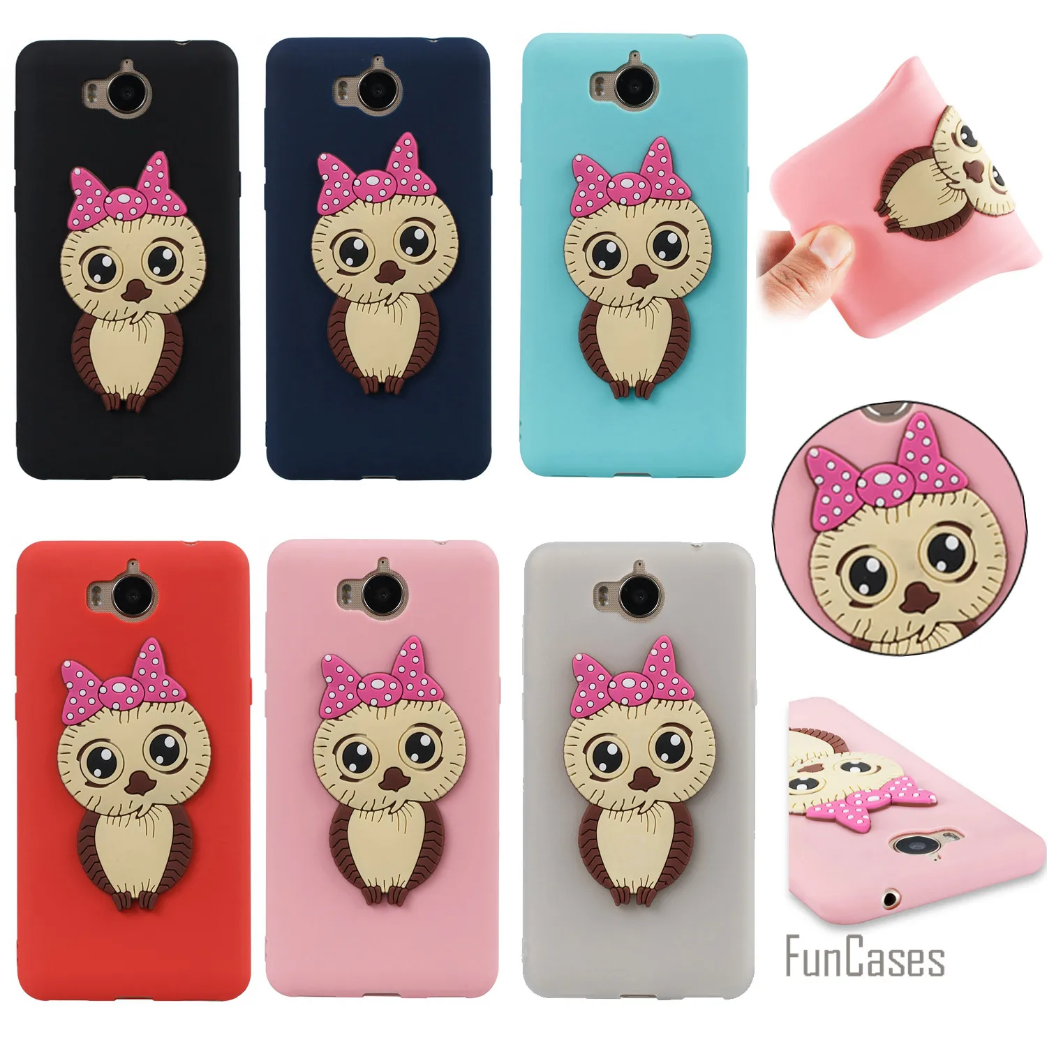 3D Kasus Colourful sFor Huawei Y5 2017 Lembut Silicone Penutup Unicorn Kembali Kasus Huawei Ascend Y6 2017 Handphone Celular