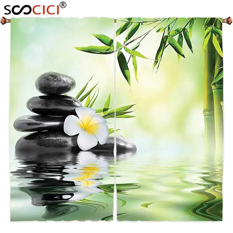 

Window Curtains Treatments 2 Panels,Spa Decor Garden With Frangipani And Bamboo Japanese Relaxation Luxury Travel ,Home