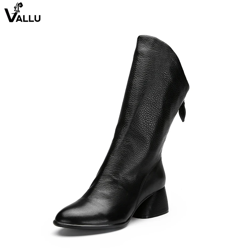 Vallu/ботинки; женская обувь; Новое поступление года; женские ботинки до середины икры из натуральной кожи ручной работы; мягкая модная женская обувь в европейском стиле