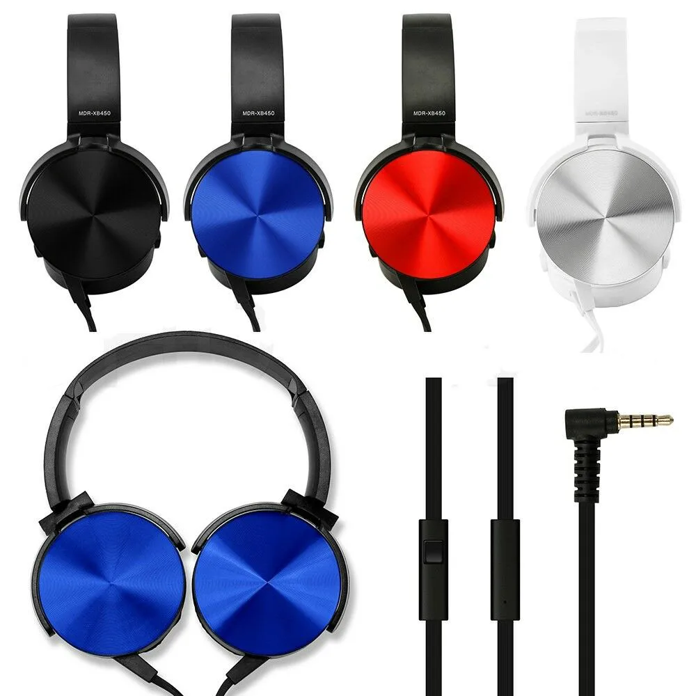 

XB450 Over Ear Headphone Earphone Headset with Mic Wired Noise Cancellation Corded Stereo Headphone Remote Control Earphones