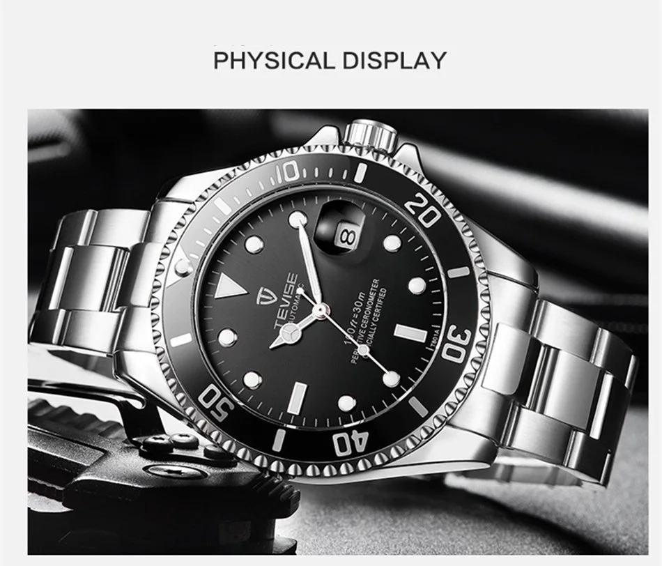 TEVISE Green Watch Men Automatic Mechanical Anti-Scratch Rotatable Outer Ring Waterproof Luminous Mens Watches Top Brand Luxury most accurate mechanical watch