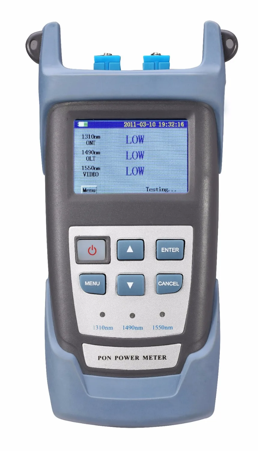 imágenes para PON Medidor de Potencia Óptica de mano con Red PON Prueba de longitud de Onda (1490nm, 1550nm, 1310nm) ONT/OLT, VD-P100 imágenes para PON Medidor de Potencia Óptica de mano con Red PON Prueba de longitud de Onda (1490nm, 1550nm, 1310nm) ONT/OLT, VD-P100