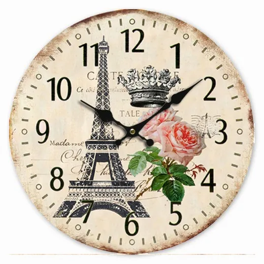 retro vintage style large clock eiffel tower crown home decorative wall clock wood retro vintage style large clock eiffel tower crown home decorative wall clock wood
