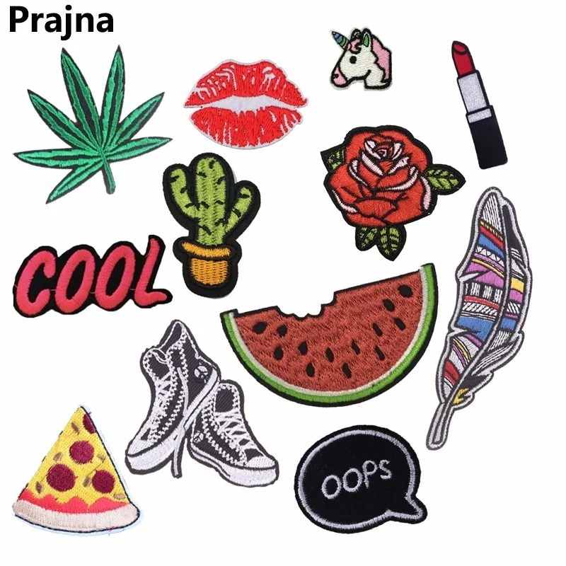 

Prajna Unicorn Rainbow Leaf Patch Feather Cartoon Sewing Iron On Patches Cute DIY Cheap Embroidered Patches For Clothes Badge