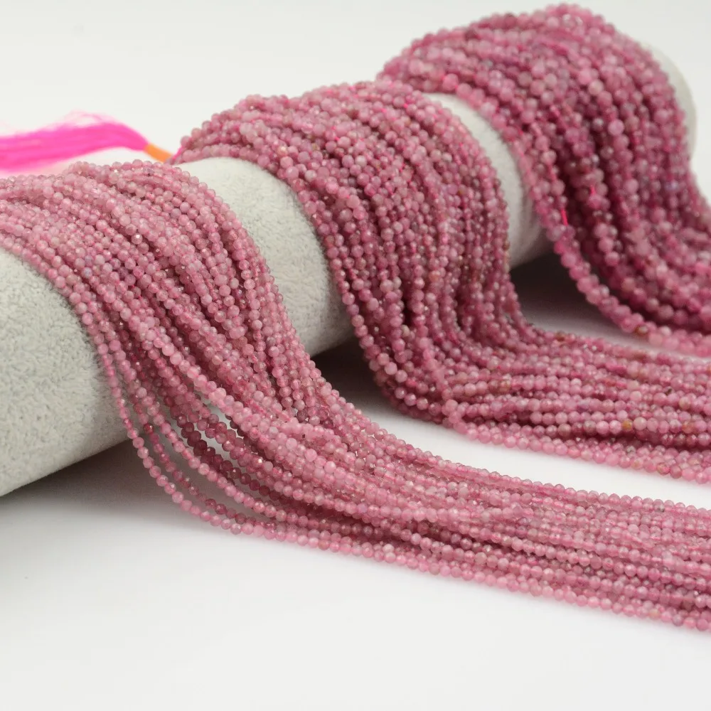 

Natural Pink Tourmaline Faceted Round Beads 2mm / 3mm / 4mm