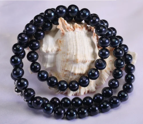 Classic9-10 mm Natural Tahitian Black Pearl Necklace 18 &quot 925 silver | Украшения и аксессуары